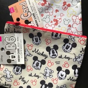 Disney Japan Mickey Mouse zippered pouches (2) make up pencil crayon stash